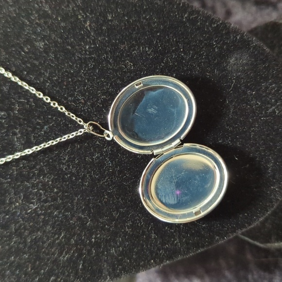 Unmarked Wild Pearl Stone Silver Tone Locket w/Adjustable Chain - Picture 3 of 7